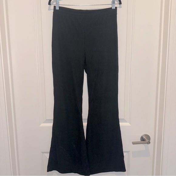 Forever 21 Pants - Forever 21 Black Velvet Ribbed Flare Pants